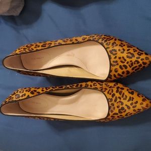 KITTEN HEEL 2 3/4 inch leopard horse hair heels size 11b by Lands End